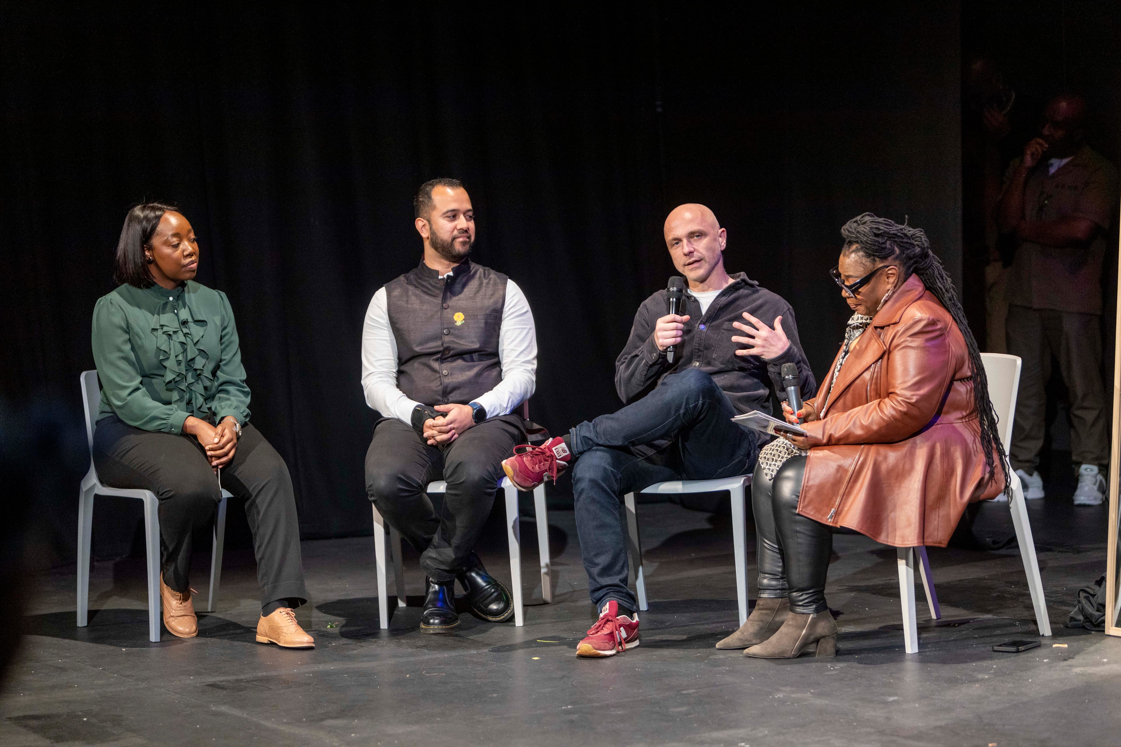 Grace Zisengwe, Naman Julka-Anderson, Dr Anthony Cunliffe and Host Elaine Bowes — Post-show panel